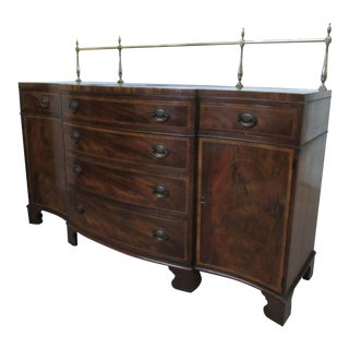 Mid-20th Century Baker Banded Mahogany Sideboard With Brass Gallery For Sale