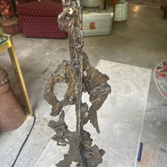 Metal Large Vintage Standing Brutalist Style Sculpture For Sale - Image 7 of 8