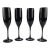 Black Hand Blown Champagne Flutes Circa 1960 - Set of 4 For Sale