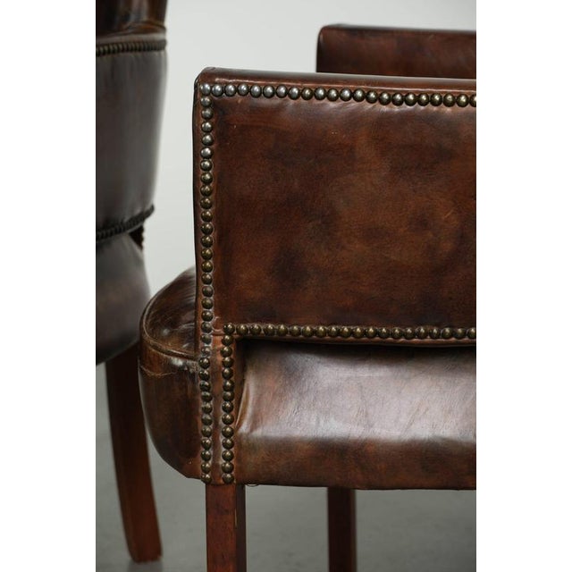 Grained Cowhide Dining Chairs in a Dark Color Scheme, Set of 4 For Sale - Image 13 of 15