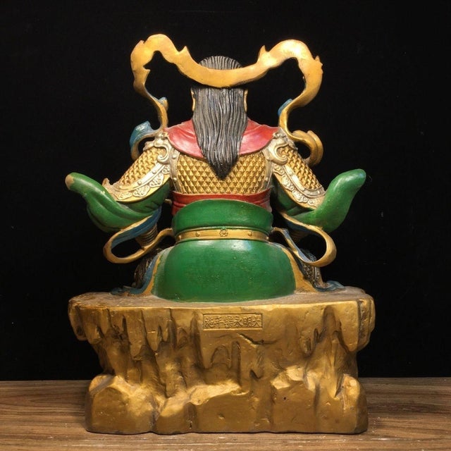 This exceptional sculpture depicts Zhenwu (Xuanwu), the powerful Taoist deity known as the Perfected Warrior. Seated in a...