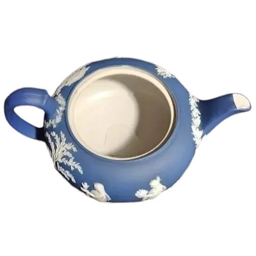 Mid 19th Century Wedgwood Dark Blue Jasperware Teapot | Chairish
