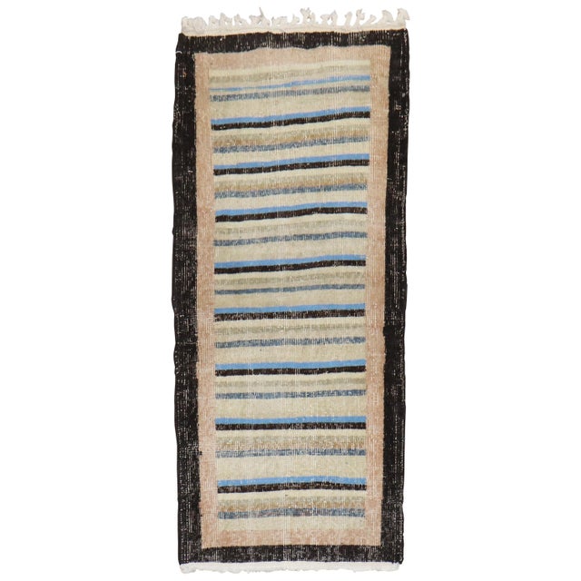 Mid 20th Century Shabby Chic Turkish Deco Minimalist Runner, Mid-20th Century - 2' x 4'5" For Sale - Image 5 of 18
