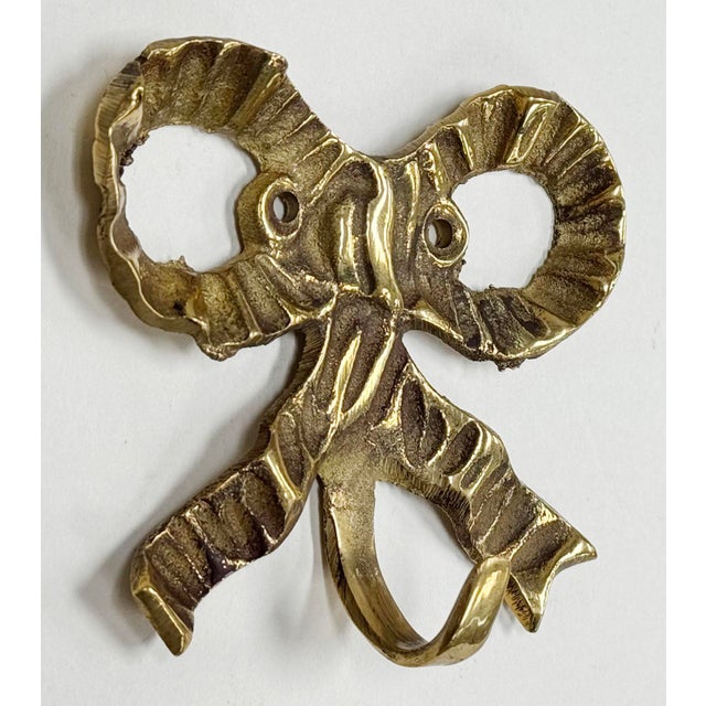 Figurative Vintage Brass Bow Wall Hook For Sale - Image 3 of 4