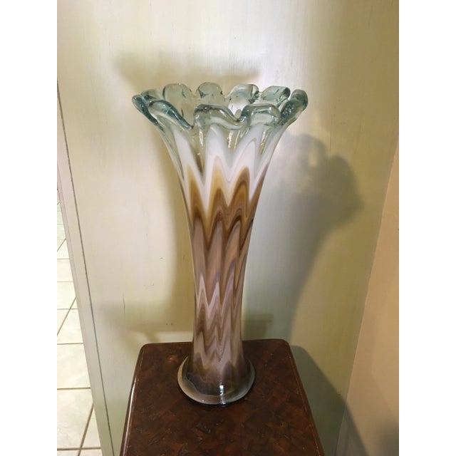 Murano Mid-Century Modern Gray and Sienna Murano Glass Vase For Sale - Image 4 of 8