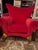 1990s 1990s Dramatic Oversized Version of Wingback Armchair in Vibrant Red Velvet For Sale - Image 5 of 5