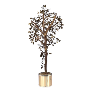 Vintage 1970s Curtis Jere Style Gold Colored Brass Patinated Potted Tree Sculpture