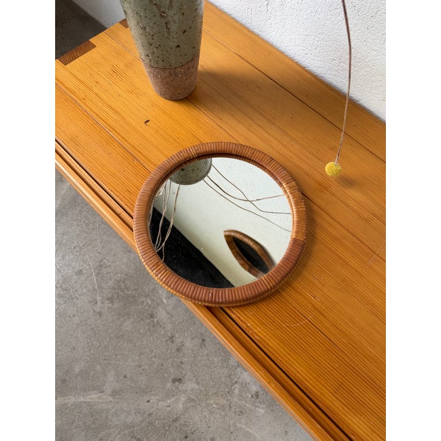 Vintage Round Wicker Mirror, 1960s For Sale - Image 4 of 17