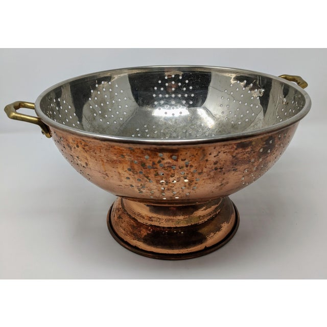 Vintage Copper Colander With Brass Handles Chairish