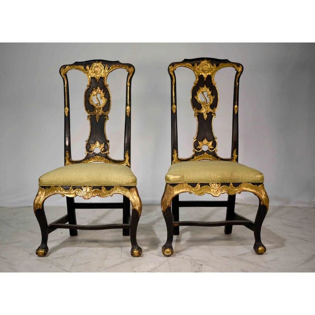 French 19th Century Antique Giltwood French Chairs Clawfoot Silk Upholstery - A Pair For Sale - Image 3 of 12