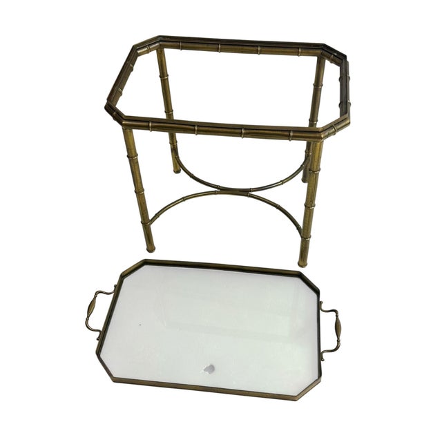 Mid 20th Century Brass Hollywood Regency Faux Bamboo Tray Table For Sale - Image 14 of 14