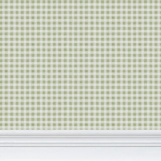 Austen Gingham Small Check Traditional Wallpaper – Thyme Green Single Roll For Sale