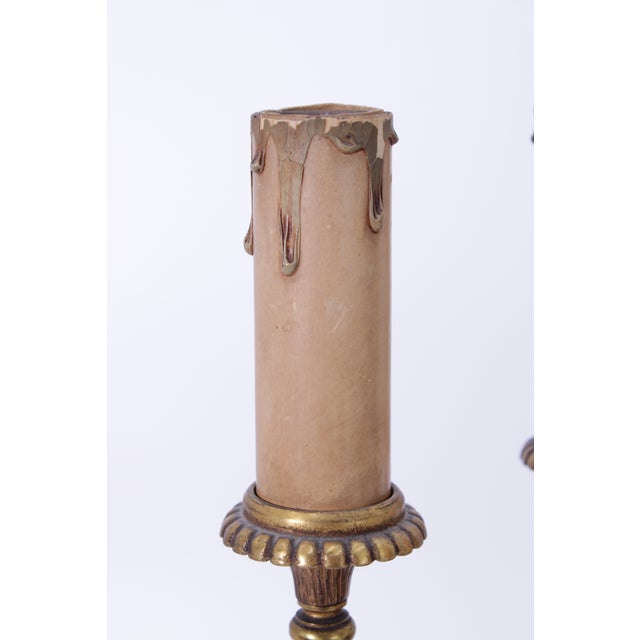 Vintage Marble & Brass 3 Light Table Bouillotte Lamp For Sale - Image 13 of 16