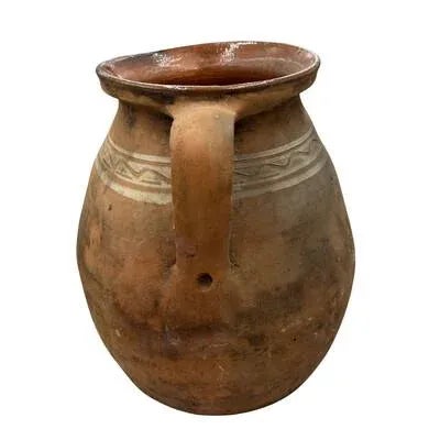This antique two-handle terra cotta vessel from Hungary is a wonderful addition to any Farmhouse decor. The rustic pottery...