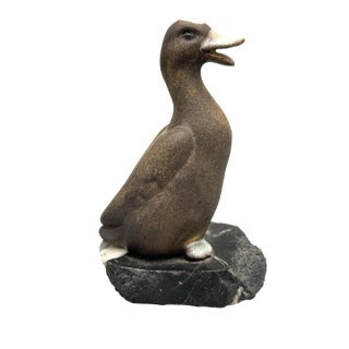 Mid Century Modern Signed Maigonis Daga Ceramic and Marble Duck (Form 38b) For Sale