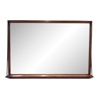 Drexel Wall Mirror with Brass Trim and Walnut, Mid-Century 1955 For Sale