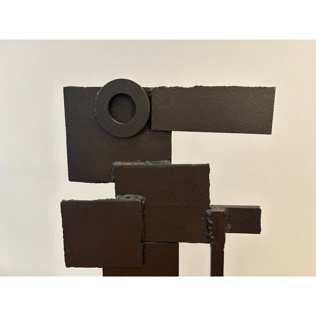 1970s 1970s Abstract Sculpture in Welded Steel Iron & Wood For Sale - Image 5 of 10