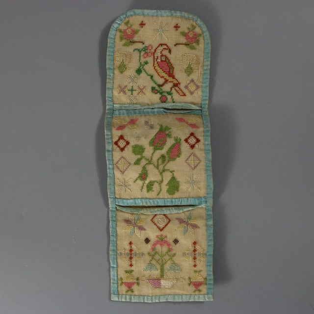 Early 19th Century Antique Embroidered Hussif - Portable Sewing Kit Holder For Sale - Image 5 of 13