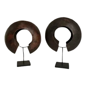 Mounted Copper Ankle Bracelets, Currency Pieces, Mbole People, Congo - A Pair