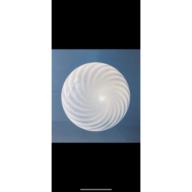 Murano Contemporary Blue and Milky-White Sphere Pendant in Murano Glass For Sale - Image 4 of 8