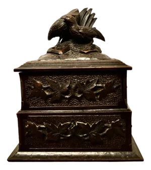 Black Forest Carved Walnut Jewellery Box, 1890s
