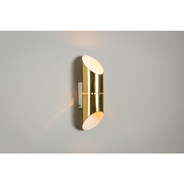 Cylindrical Wall Lamps in Brass with Perforated Shades, 1970s, Set of 2 For Sale - Image 6 of 12