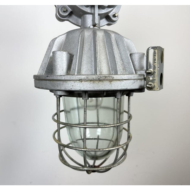 Large Industrial Cast Aluminium Cage Pendant Light, 1970s For Sale - Image 13 of 17