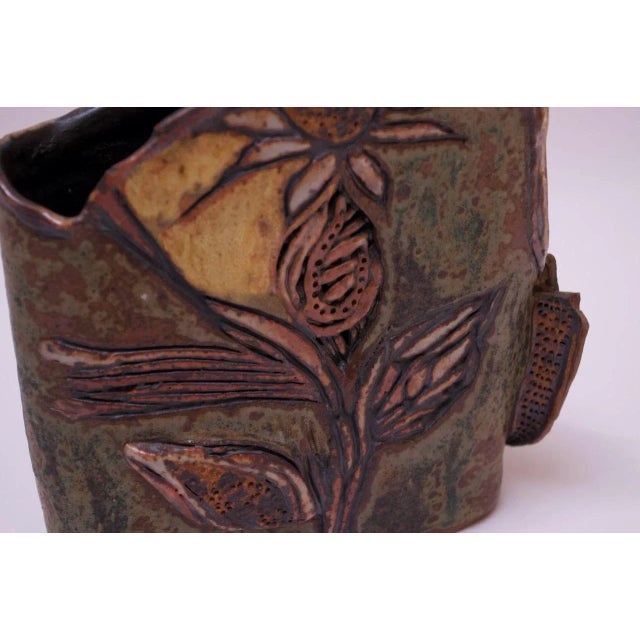 1974 Studio Stoneware Floral Vase by Pollack For Sale - Image 10 of 13