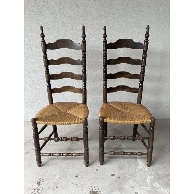 Country-Style Chairs in Walnut and Straw, 1950, Set of 2 For Sale - Image 17 of 17