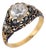 19th Century Victorian Rose Cut Diamond 18k Yellow Gold Enamel Engagement Ring, Size 7 For Sale