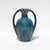 Twin-handled stoneware vase with crystalline-effect glaze in layered blue and green tones with brown inflections. The...