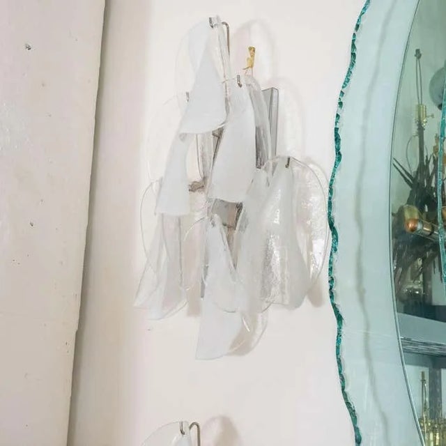 Mazzega Murano 1960s Lattimo Murano Glass Sconces - a Pair For Sale - Image 4 of 7