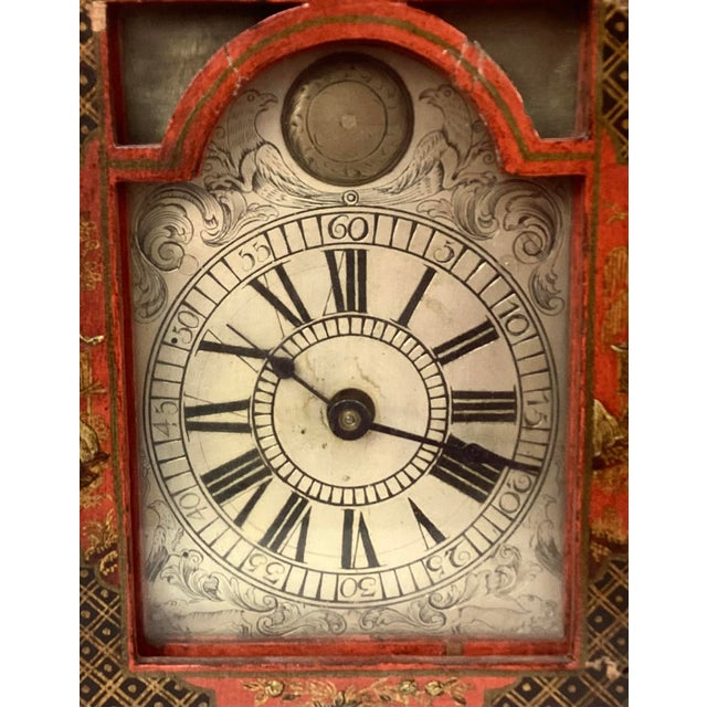 Chinoiserie Red Chinoiserie Table Clock, French For Sale - Image 3 of 7