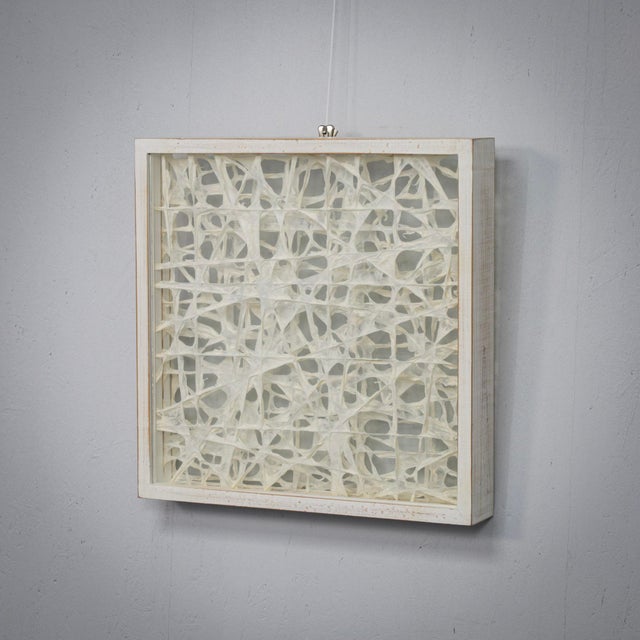 Glass Organic Fiber Art Composition in Glass Shadow Box Frame, 1990s For Sale - Image 7 of 7