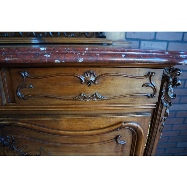 Late 19th Century Antique French Marble Top Louis XV Buffet For Sale - Image 5 of 11