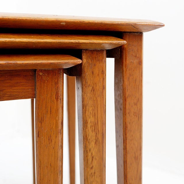 1960s Mid-Century Modern Teak Nesting Tables, 1960s, Set of 3 For Sale - Image 5 of 16