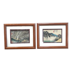 Vintage Japanese Wood Block Print by Hiroshima Ando (1797-1858) - Set/2