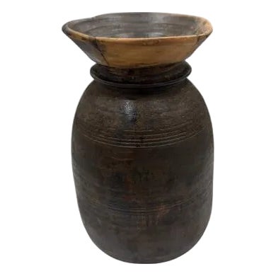 Vintage Indian Wooden Milk Pot For Sale