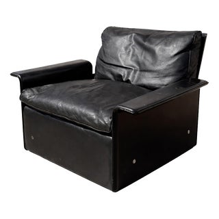Model 620 Armchair in Black Leather by Dieter Rams for Vitsoe, 1970s For Sale