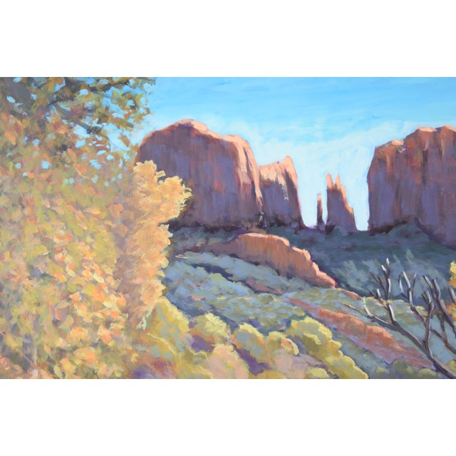Blue River in the Desert - Western Plein Aire Landscape in Acrylic on Board by Nick White For Sale - Image 8 of 10