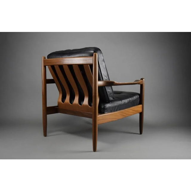 Mid-Century Danish Black Leather and Wood Lounge Chair by Grete Jalk, 1955 For Sale - Image 13 of 13