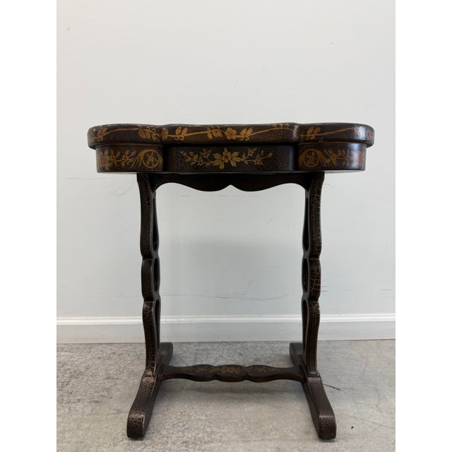 Chinoiserie Vintage Chinoiserie Japanned Accent Table With Drawer For Sale - Image 3 of 18