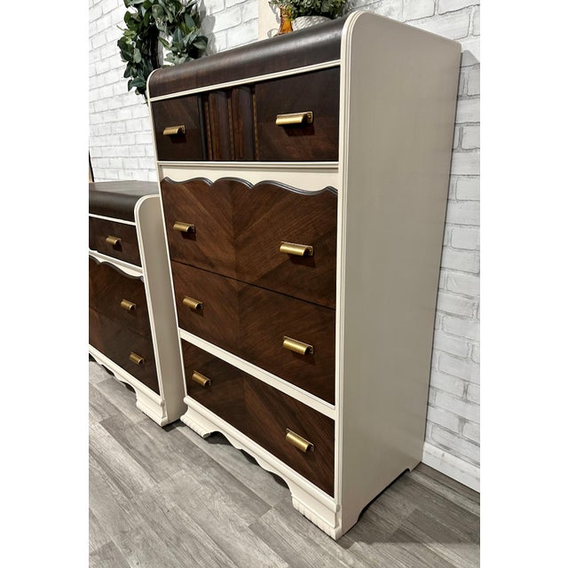 1920's Pair of Art Deco Waterfall Dressers. Chairish