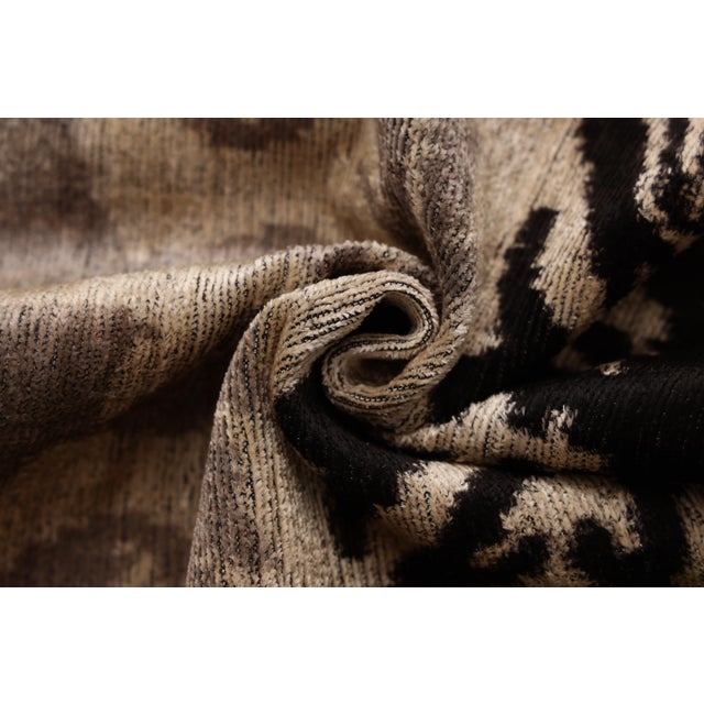 Hand-Knotted Split-Tone Silk Velvet Pillow - 20x20 Black & Silver For Sale In San Francisco - Image 6 of 8