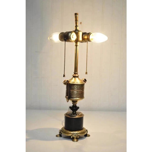 Vintage French Empire Style Small Bronze Urn Form Boudoir Vanity Desk Table Lamp. Circa Mid 20th Century. Measurements:...