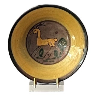 Antique Hand Painted Guatemalan Majolica with Yellow Deer For Sale