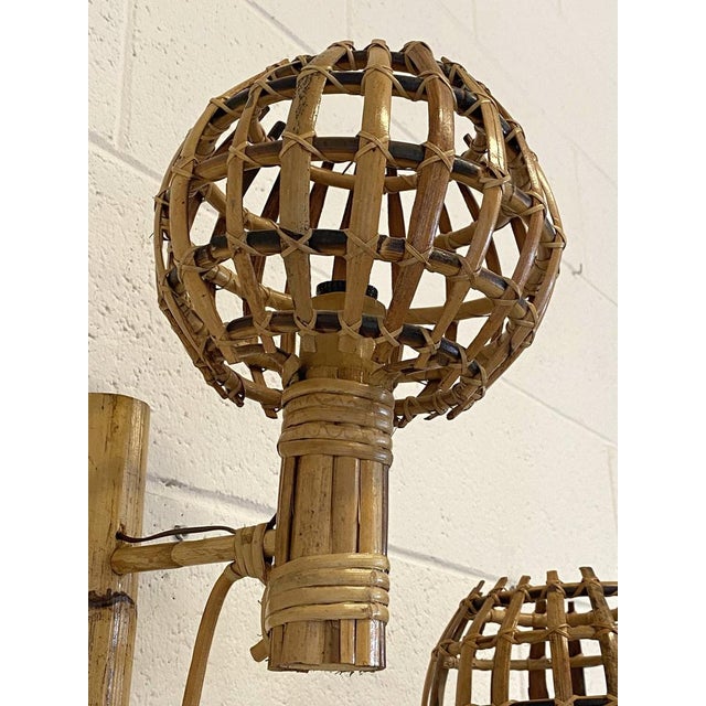Light Yellow Bamboo Wall Lamps, 1970s, Set of 2 For Sale - Image 8 of 12