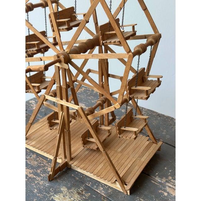 Vintage Folk Art Popsicle Stick + Spool Kinetic Ferris Wheel Sculpture, Circa 1970s For Sale In New York - Image 6 of 17