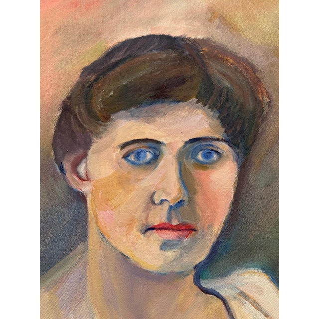 1970s Original Oil Painting Portrait of a Woman For Sale - Image 5 of 11