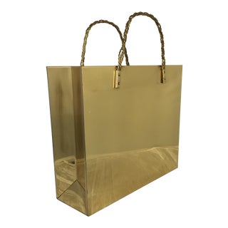 Brass Shopping Bag Magazine Rack For Sale